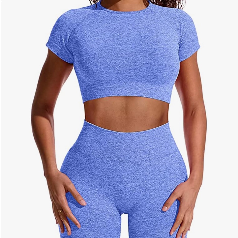 Blue two piece workout set